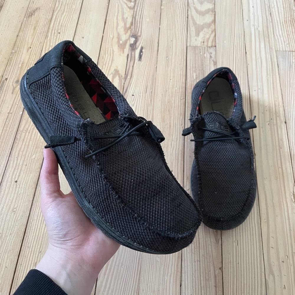 Hey Dude Wally Sox Loafers Mens Size 9 Jet Black Knit Slip On Shoes 110354935